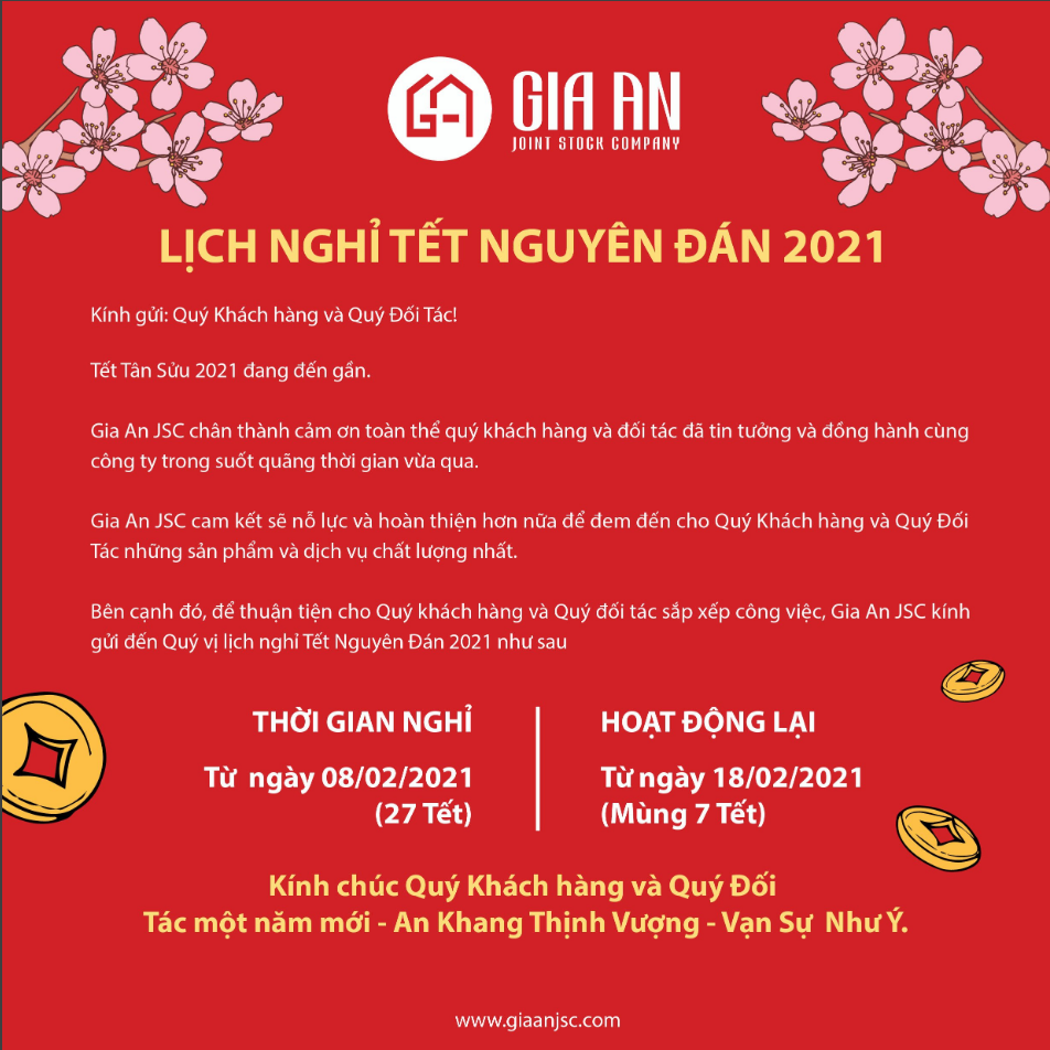 Thông Báo Lịch Nghỉ Tết Nguyên Đán 2021 Và Thời Gian Làm Việc Trở Lại